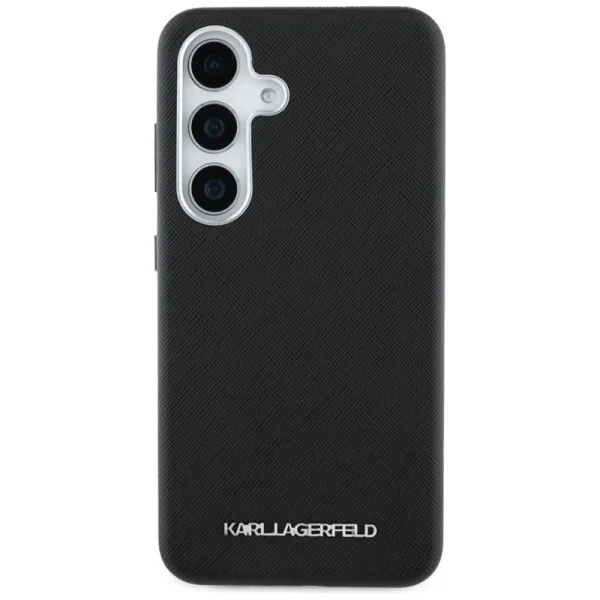 Karl Lagerfeld Saffiano Full Wrapped Elongated Metal Logo MagSafe - Case for Samsung Galaxy S25 (black)
