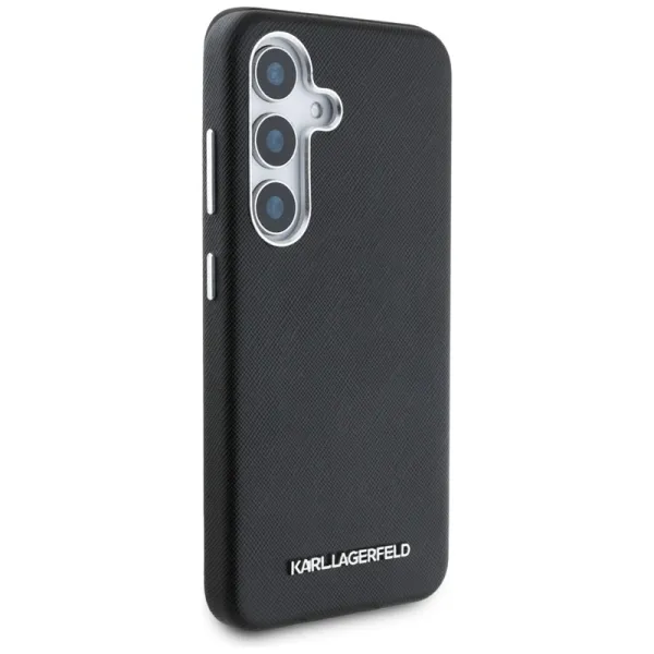 Karl Lagerfeld Saffiano Full Wrapped Elongated Metal Logo MagSafe - Case for Samsung Galaxy S25 (black)