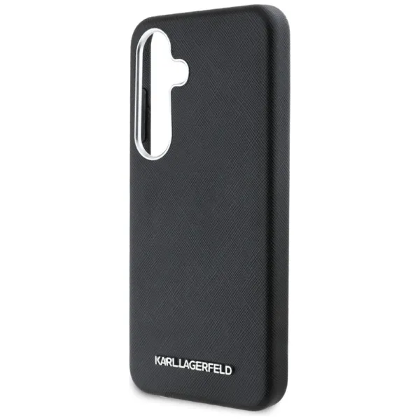 Karl Lagerfeld Saffiano Full Wrapped Elongated Metal Logo MagSafe - Case for Samsung Galaxy S25 (black)