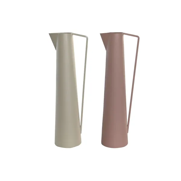 Maljakko DKD Home Decor 15 x 11 x 45 cm Beige Pinkki Rauta (2 osaa)