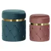 Footrest DKD Home Decor Green Pink Dark pink Golden Velvet 36 x 36 x 44 cm (2)