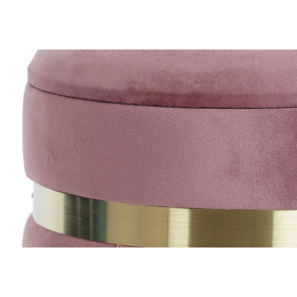 Footrest DKD Home Decor Green Pink Dark pink Golden Velvet 36 x 36 x 44 cm (2)