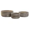 Centerpiece DKD Home Decor White Natural Mango wood 30,5 x 30,5 x 12,7 cm (3 Pieces)
