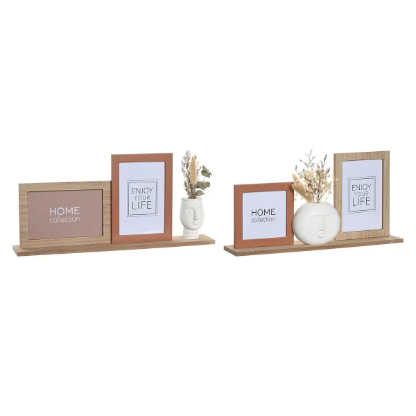 Foto rāmis DKD Home Decor 30 x 5 x 19 cm Zieds Seja Keramika Sveķi Daudzkrāsains Koks MDF Urbāns (2 gb.)