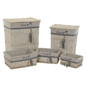 Basket set DKD Home Decor Blue Beige Aluminium Spirals Mediterranean 5 Pieces