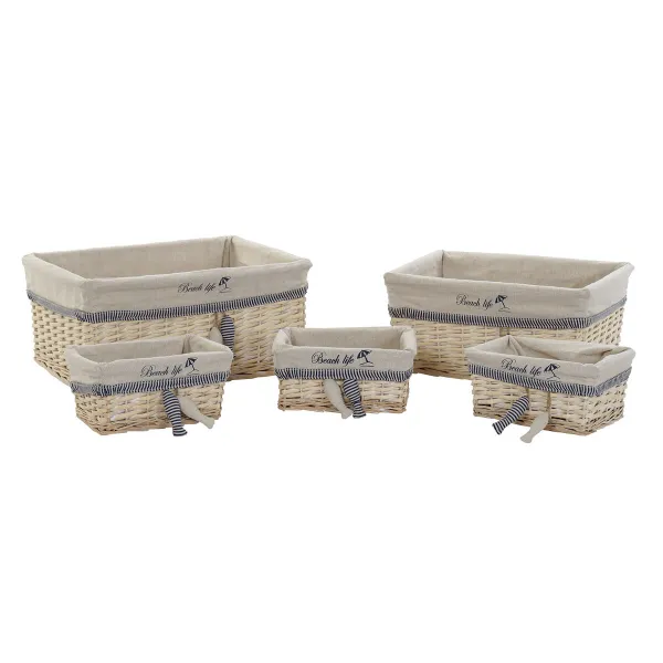 Krepšelio rinkinys DKD Home Decor Spiralės Viduržemio 48 x 38 x 13 cm