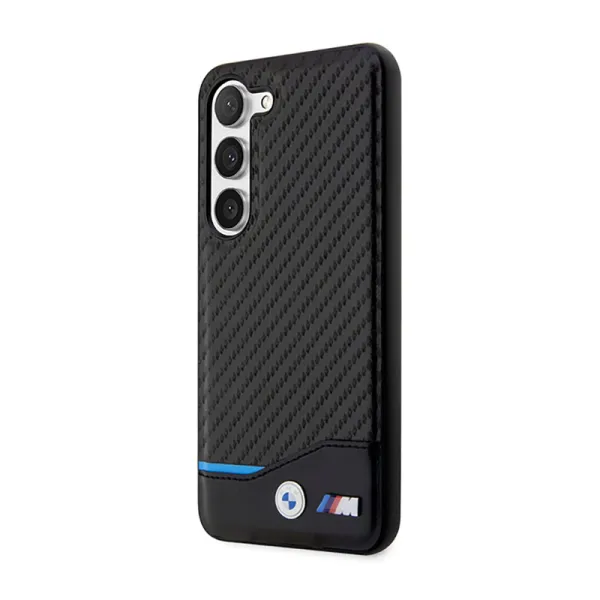 BMW Leather Carbon Blue Line - Case for Samsung Galaxy S23+ (Black)