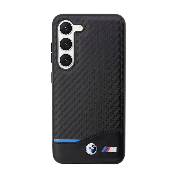 BMW Leather Carbon Blue Line - Case for Samsung Galaxy S23+ (Black)