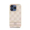 DKNY Leather Checkered Mono Pattern & Printed Stripes - iPhone 15 Pro Case (pink)