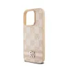 DKNY Leather Checkered Mono Pattern & Printed Stripes - iPhone 15 Pro Case (pink)