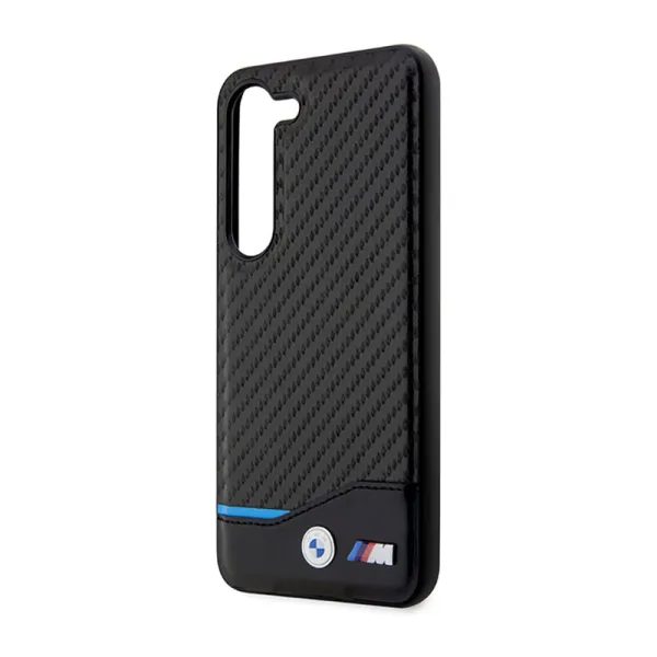 BMW Leather Carbon Blue Line - Case for Samsung Galaxy S23+ (Black)