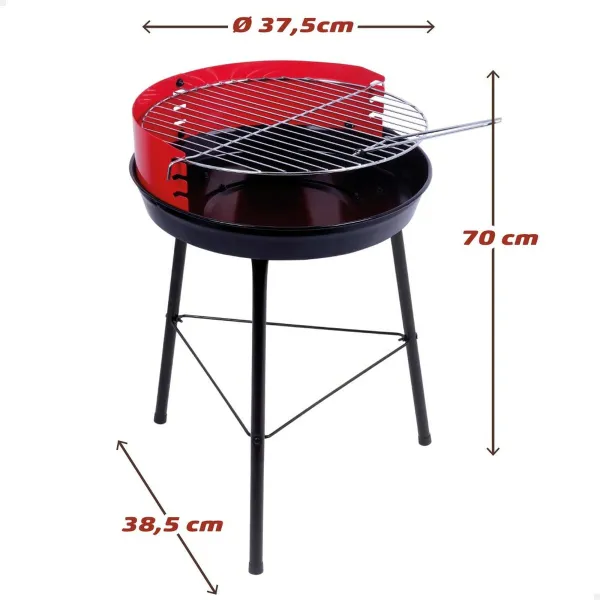 Nešiojamasis Barbekiu Aktive Medžio Geležis 37,5 x 70 x 38,5 cm (4 vnt.) Raudona