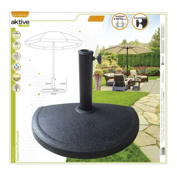 Paplūdimio skėčio pagrindas Aktive 50 x 32 x 31,5 cm Juoda Plastmasinis