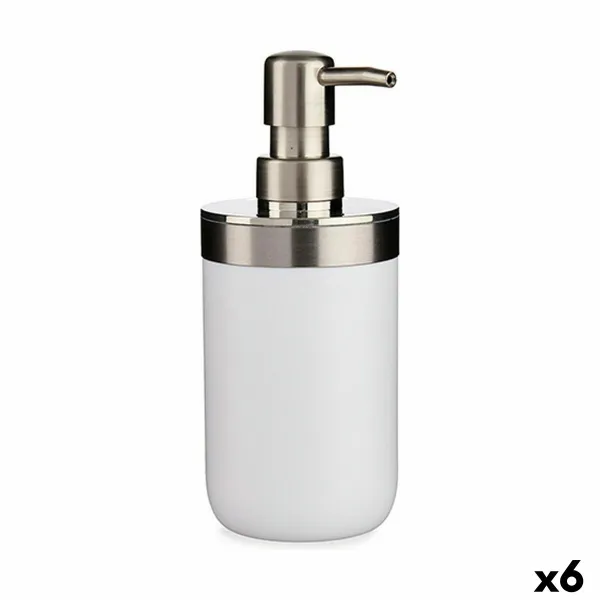 Ziepju dozators Berilo Balts Sudrabains Plastmasa 350 ml 8 x 17 x 9 cm 9 x 17 x 8 cm (6 gb.)