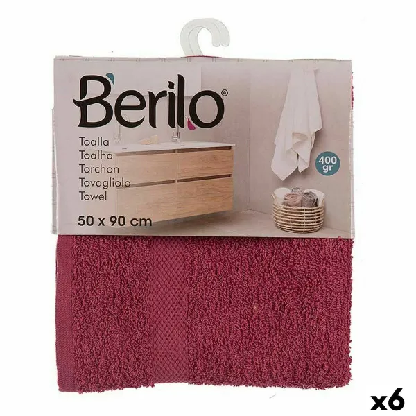 Vonios rankšluostis Berilo Kaštoninė 80 % medvilnė 20 % Poliesteris 50 x 0,5 x 90 cm 25 x 3 x 22 cm (6 vnt.)