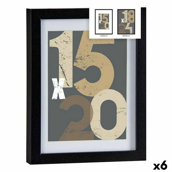Фото рамка Gift Decor Чёрный Cтекло Деревянный MDF 18 x 24 cm (6 штук)