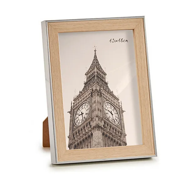 Photo frame Gift Decor Brown Silver Natural Glass polypropylene (6 Units)