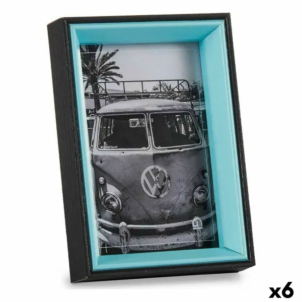 Nuotraukų rėmelis Gift Decor Mėlyna Juoda Stiklas Medžio MDF (6 vnt.)