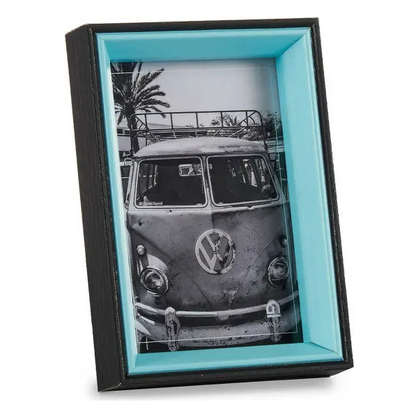 Photo frame Gift Decor Blue Black Crystal MDF Wood (6 Units)