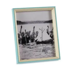 Photo frame Gift Decor Blue White Crystal MDF Wood (6 Units)