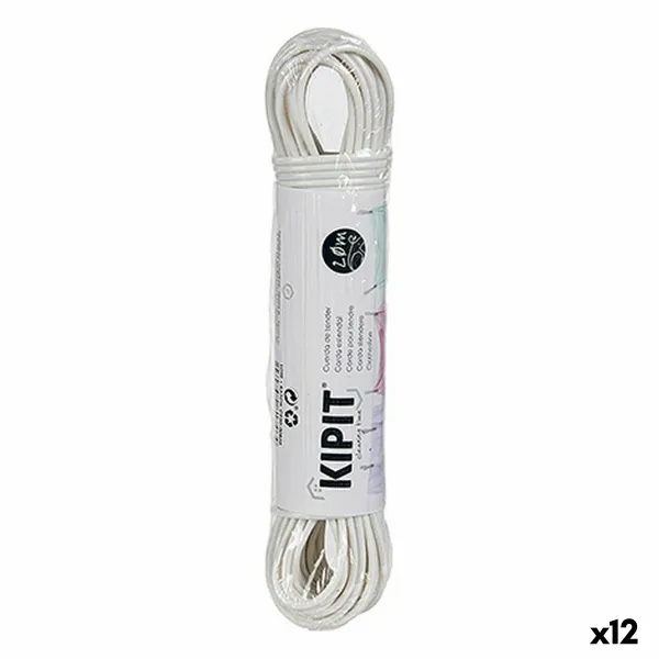 Aukla veļas piekāršanai Kipit Balts PVC 20 m 20,5 x 4 x 3,5 cm (12 gb.)