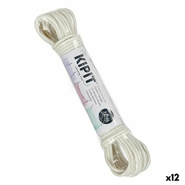 Washing Line Kipit White PVC 10 m 18 x 3 x 4 cm (12 Units)