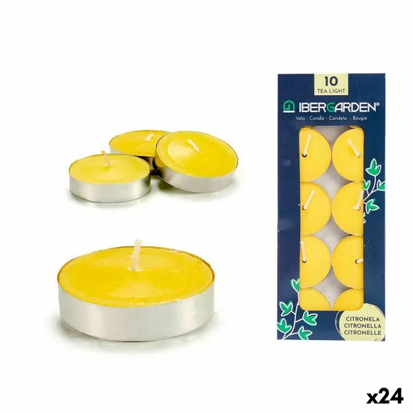 Sveču Komplekts Ibergarden Dzeltens Metāls Vasks Citronella 7,5 x 19 x 1,5 cm (24 gb.)