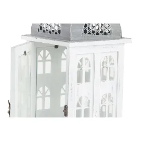 Фонарь DKD Home Decor Verouderde afwerking Balts Pelēks Koks Stikls Vidusjūra 19 x 19 x 51 cm