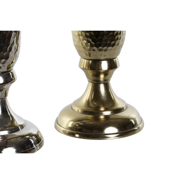 Vaza DKD Home Decor Auksinis Sidabras Aliuminis 13 x 13 x 33 cm (2 vnt.)