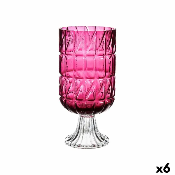 Vāze Gift Decor Rozā Tumši rozā Stikls Gravējums 13 x 26,5 x 13 cm (6 gb.)