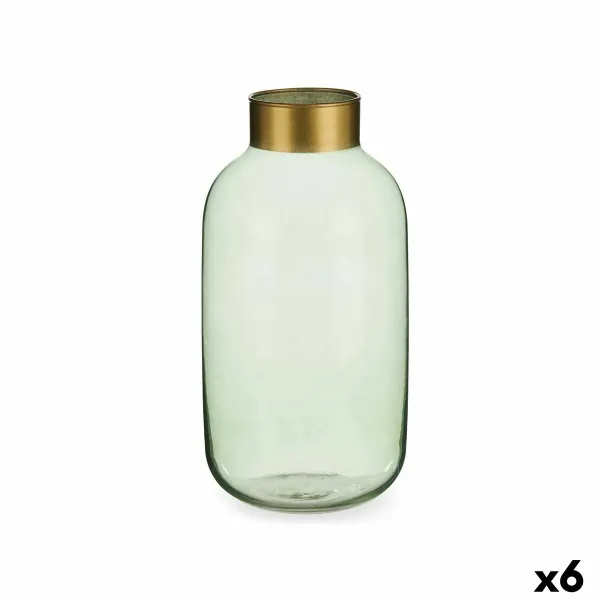 Кувшин Gift Decor Зеленый Позолоченный Cтекло 14,5 x 29,5 x 14,5 cm (6 штук)