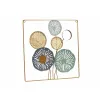 Sienu dekors Gift Decor Dzeltens Zils Balts Daudzkrāsains Bronza Metāls Stikls Цветы spogulis 45 x 45 x 2 cm (4 gb.)
