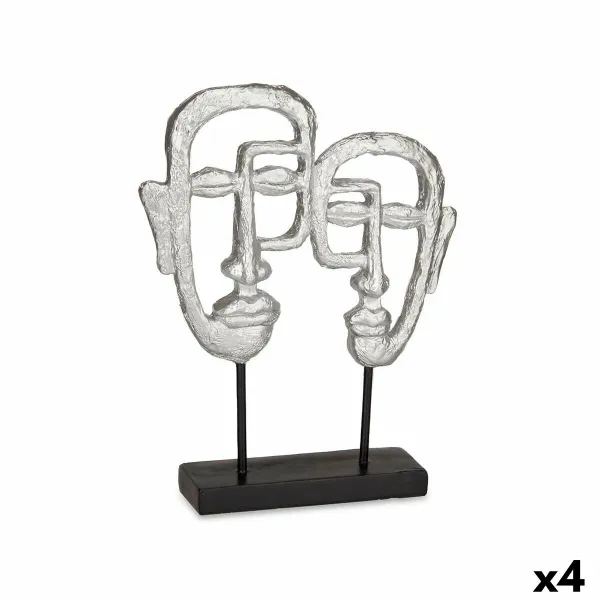 Koristehahmo Gift Decor Hopeinen Hopea Kasvot 27 x 32,5 x 10,5 cm (4 osaa)