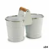 Planter Ibergarden White Silver Wood Zinc Double 20 x 15 x 10,2 cm 20,5 x 15 x 10,2 cm (24 Units)