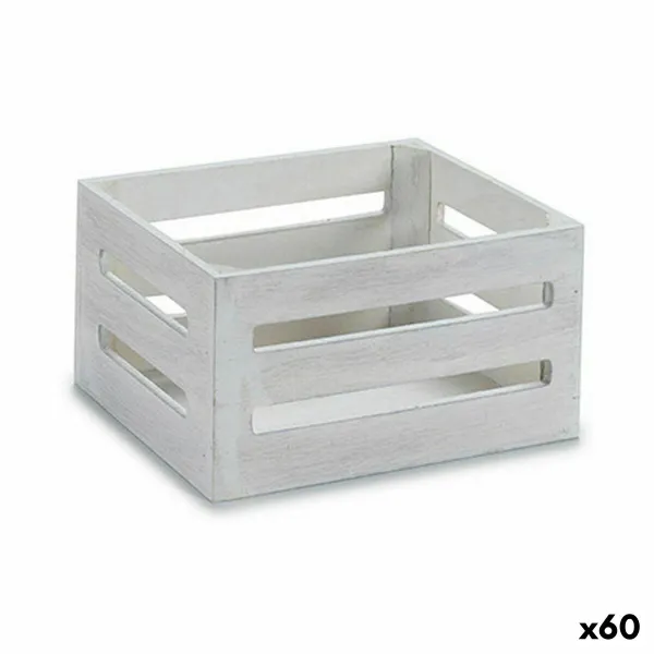Decorative box Gift Decor White Wood (60 Units)