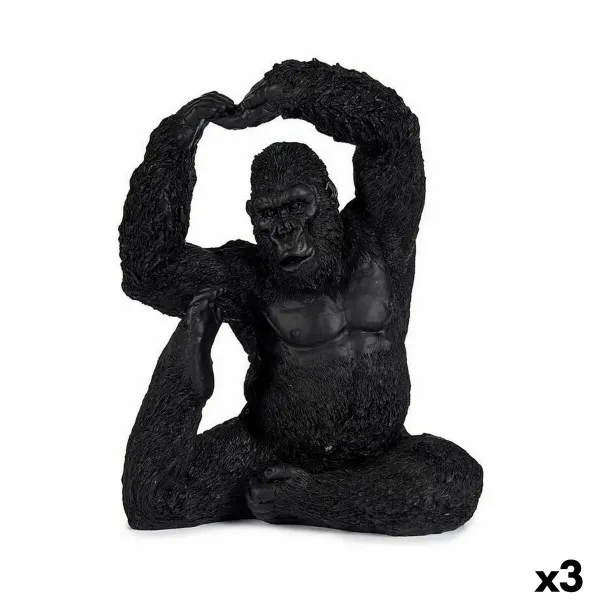 Dekoratyvinė figūrėlė Gift Decor Juoda Gorila Yoga 15,2 x 31,5 x 26,5 cm (3 vnt.)