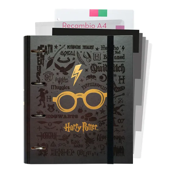 Harry Potter - A4 binder with sheets (4 rings, elastic band)