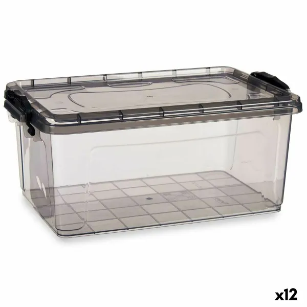 Storage Box with Lid Kipit Anthracite Plastic 13,7 L (12 Units)