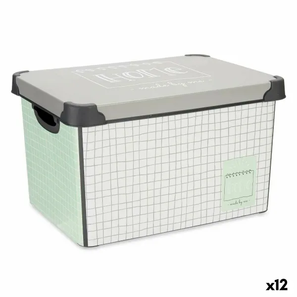 Sandėliavimo dėžutė su dangteliu Kipit Home Žalia Pilka Plastmasinis Raštuotas Grafinis popierius 17 L (12 vnt.)