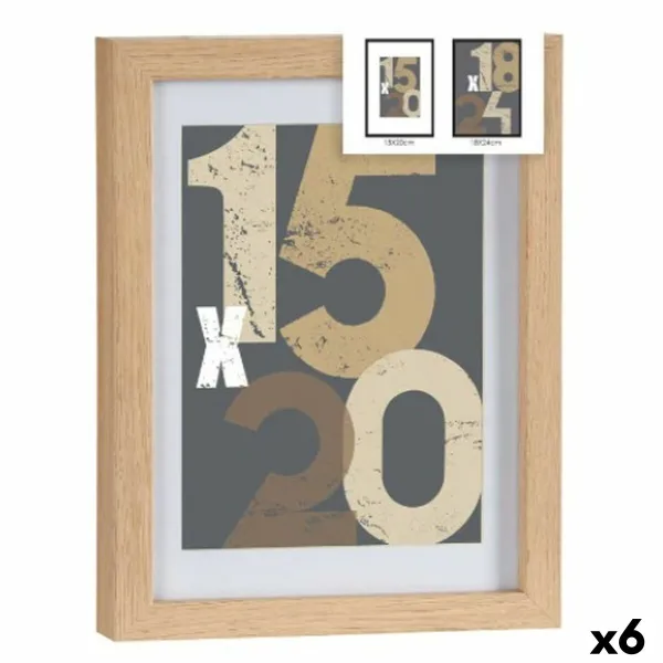 Foto rāmīši stiprināšanai pie sienas Gift Decor Dabisks Stikls Koks MDF 18 x 24 cm (6 gb.)