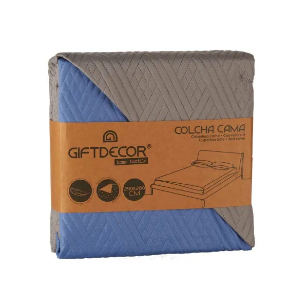 Kaksipuolinen päiväpeitto Gift Decor Sininen Harmaa 240 x 260 cm 260 x 0,3 x 240 cm (6 osaa)