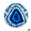 Wall Clock Gift Decor Blue Crystal Marble 30 x 4 x 30 cm (4 Units)