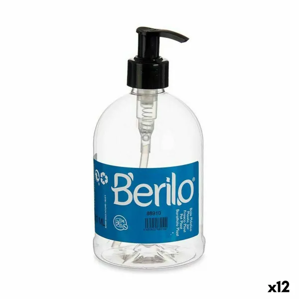 Дозатор мыла Berilo Чёрный Прозрачный Пластик 500 ml 8 x 16,5 x 8 cm (12 штук)