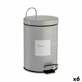 Мусорное ведро с педалью Berilo Beauty Products Белый Серый Сталь Пластик 3 L (6 штук)