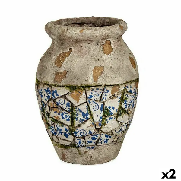 Koristeellinen puutarhahahmo Ibergarden Polyresiini Maljakko 25 x 32,5 x 25 cm (2 osaa)
