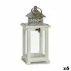 Фонарь Gift Decor Balts Sudrabains Koks Metāls Stikls 13 x 29 x 13 cm 13,4 x 29 x 13,4 cm (6 gb.)
