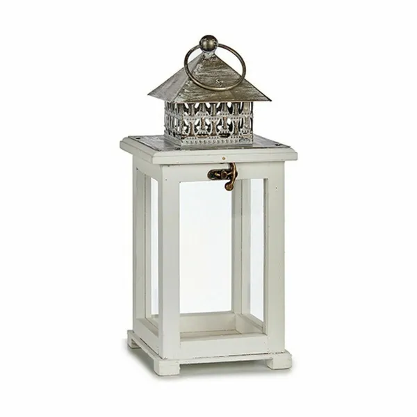 Lantern Gift Decor White Silver Wood Metal Crystal 13 x 29 x 13 cm 13,4 x 29 x 13,4 cm (6 Units)