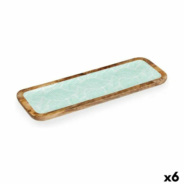 Galda rotājums Gift Decor Balts Brūns Zaļš Poliesters Sveķi Mango koks 45 x 15 cm 15,2 x 2,54 x 45,7 cm Augu lapa (6 gb.)