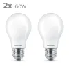 Светодиодная лампочка Philips Classic Standard 60 W Белый E E27 (2700 K) (2 штук)