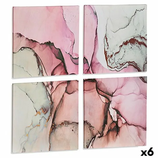 Полотно Gift Decor Полотно 35 x 7 x 35 cm Розовый Мрамор (4 Предметы) (6 штук)